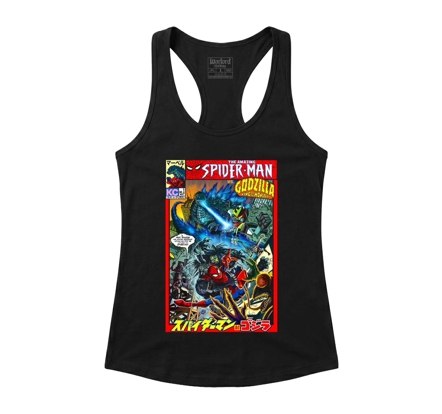 Godzilla VS Spiderman - Racerback Tank